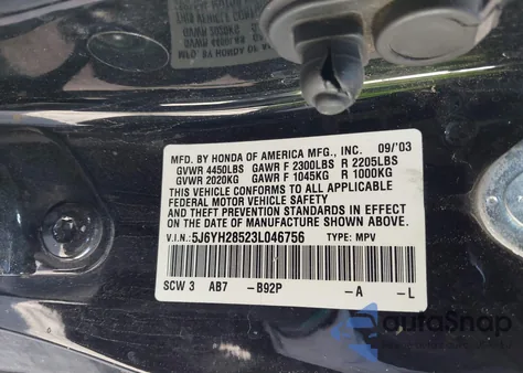 2003 Honda Element Ex из США, поврежденный, VIN 5J6YH28523L046756